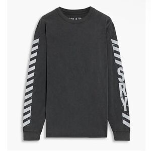 SER.O.YA Danny printed stretch cotton jersey top gray Long Sleeve Tee NWOT XS